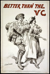 VCよりも優れています。 （ビクトリアクロスなど）-赤ちゃんを抱いた兵士が妻を追うポスター。1918